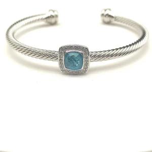 David Yurman 4mm Square Pavé Cable Bracelet with Blue Diamonds