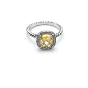 David Yurman Four-Prong Square Yellow Diamond Ring
