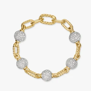 David Yurman Gold Madison Pavé Bead Bracelet