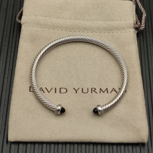 David Yurman 4mm Sterling Silver Black Diamond Bangle Bracelet