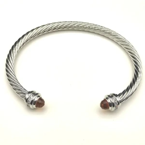 David Yurman 5mm Gemstone Champagne Diamond Station Cuff Bracelet