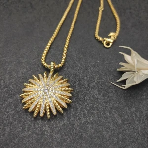 David Yurman Gold Sunflower Cable Pavé Diamond Necklace