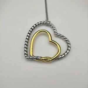 David Yurman 38mm Gold and Silver Double Heart Necklace