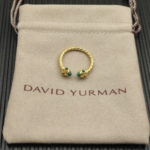 David Yurman 2.3mm Gold Renaissance Peacock Green Pavé Diamond Ring