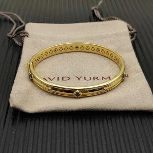 David Yurman 8mm Gold Pavé Blue Diamond Renaissance Band Bracelet