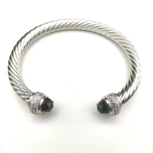 David Yurman 7mm Full Pavé Deep Green Diamond Cable Bracelet