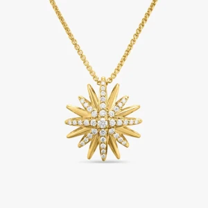David Yurman Gold 19mm Sunflower Pendant Necklace