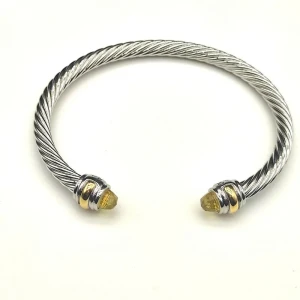 David Yurman 5mm Double End Cap Yellow Diamond Cable Bracelet