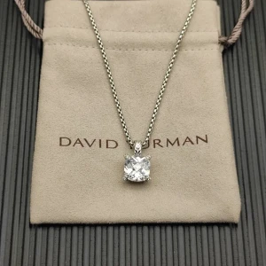 David Yurman Sterling Silver 11mm Four-Prong White Diamond Necklace