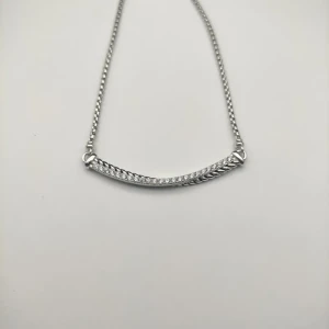 David Yurman Silver Smile Pavé Diamond Necklace