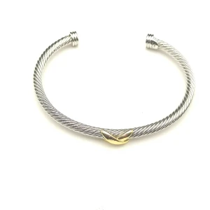David Yurman 4mm Cable Cuff Bracelet with Single X Station Accent
