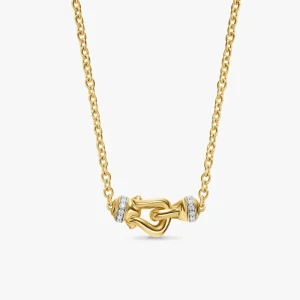 David Yurman Gold 16.2mm Small Link Pendant Necklace