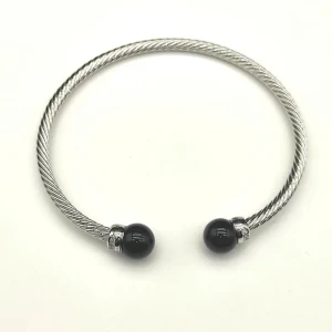 David Yurman 3mm Silver Cable Pearl Bracelet