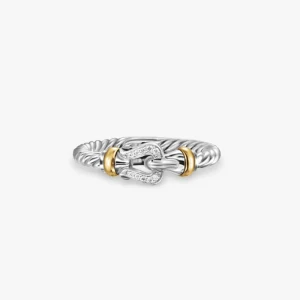 David Yurman Gold and Silver 2mm Link Ring