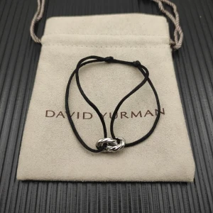 David Yurman Black Double Ring Sterling Silver Nylon Cord Bracelet