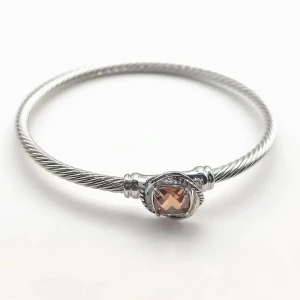 David Yurman 3mm Cable Classic Four-Point Champagne Diamond Cuff Bracelet