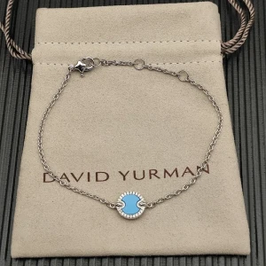 David Yurman Sterling Silver Pavé Turquoise Round Charm Bracelet