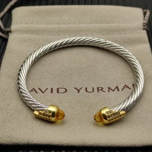 David Yurman 5mm Gold-Tone Head Sterling Silver Five-Row Pavé Bracelet Yellow Diamonds