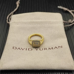 David Yurman Gold Pavé Square Diamond Ring