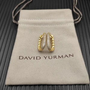 David Yurman Gold 24.3×15.9mm Pavé Hoop Earrings