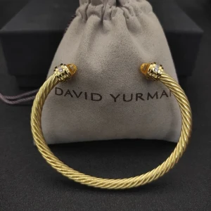 David Yurman 5mm Gold Diamond Yellow Diamond Bangle Bracelet