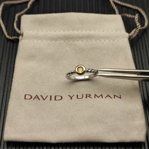 David Yurman Gold and Silver 2.8mm Petite Cable Yellow Pavé Diamond Ring