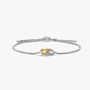 David Yurman Gold and Silver 15mm Cable Double Loop Bracelet