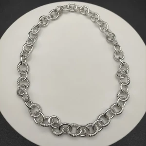 David Yurman 12mm Cable Necklace Sterling Silver 44cm with Adjustable Extension Chain