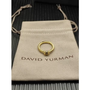 David Yurman Gold 2.8mm Petite Cable Pavé White Diamond Ring