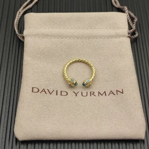 David Yurman 2.3mm Gold Renaissance Blue Diamond Pavé Ring