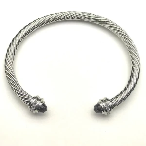 David Yurman 5mm Cable Classics Purple Gemstone End Cuff Bracelet
