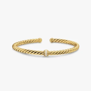David Yurman 4mm Gold Single Bead Pavé Bracelet