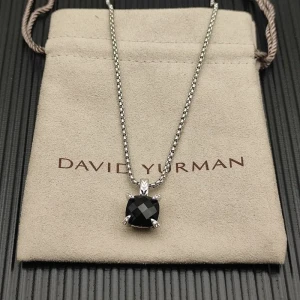 David Yurman Sterling Silver 11mm Four-Prong Black Diamond Necklace