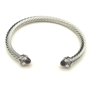 David Yurman 5mm Cable Classics Red Gemstone End Cuff Bracelet