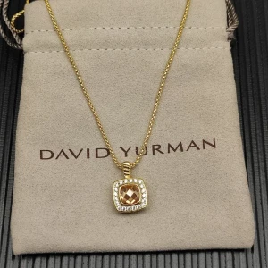 David Yurman Gold Square Champagne Diamond Necklace