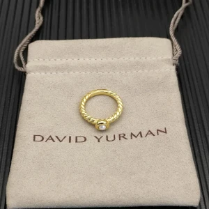 David Yurman Gold 2.8mm Petite Cable Pearl Ring
