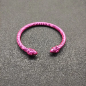 David Yurman 5mm Rose Red Colorful Enamel Cuff Bracelet, Fits Wrist Size 16cm - 20cm