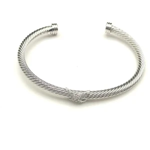 David Yurman 4mm Silver Pavé Diamond Single X Cable Bracelet