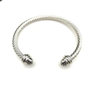 David Yurman 5mm Half-Pavé Cable Cuff Bracelet Black Diamonds