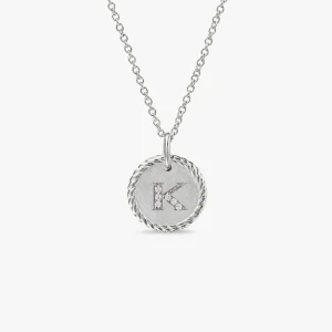 David Yurman Gold Diamond Initial K Disc Pendant Necklace