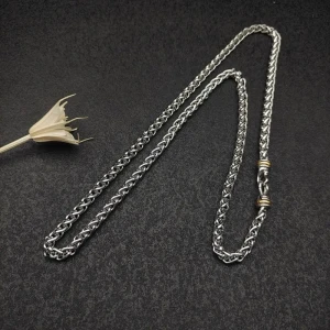 David Yurman 6mm Gold and Silver Hook Clasp Necklace