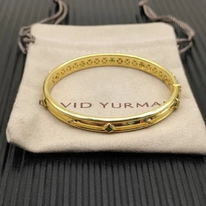 David Yurman 8mm Gold Pavé Green Diamond Renaissance Band Bracelet