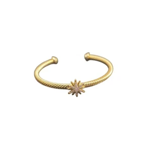David Yurman 3mm Gold Sunburst Cable Cuff Bracelet