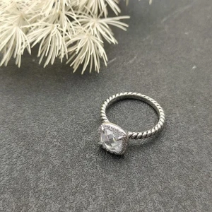 David Yurman Four-Prong Square White Diamond Ring