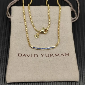 David Yurman 1.7mm Pavé Bar Blue Diamond Necklace