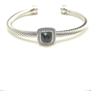 David Yurman 4mm Square Pavé Cable Bracelet with Black Diamonds