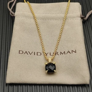 David Yurman 11mm Four-Prong Black Pavé Diamond Necklace