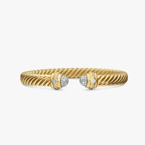 David Yurman 7mm Oval Cable Classic Diamond Cuff Bracelet