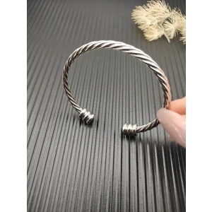 David Yurman Silver 4mm Three-Row Double End Cuff Bracelet