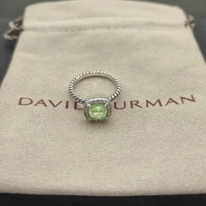 David Yurman Four-Prong Square Green Diamond Ring